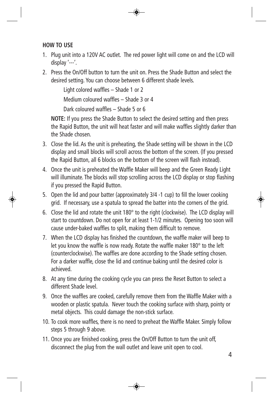 Salton, Inc WM-1186 User Manual | Page 4 / 9