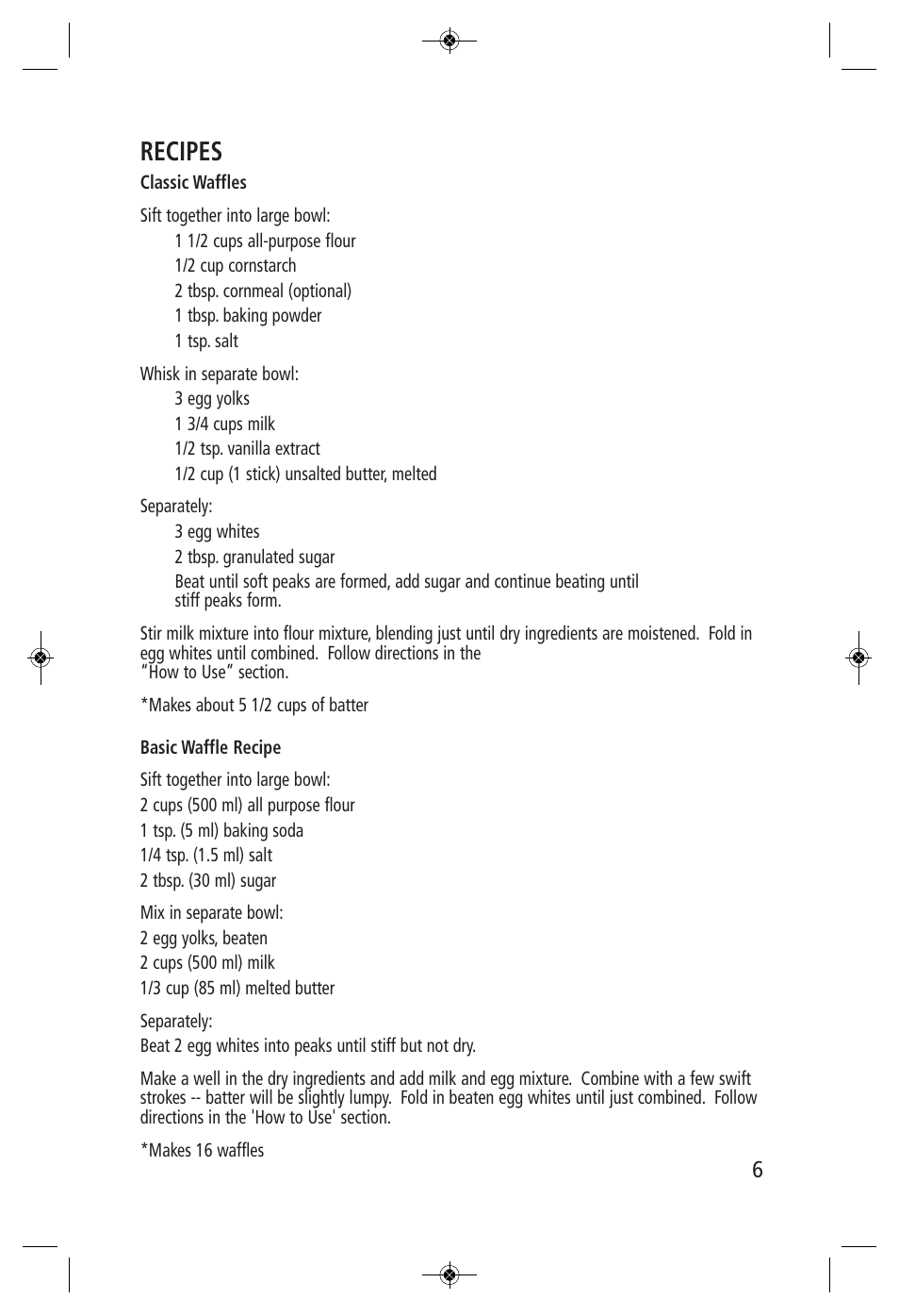 Recipes | Salton, Inc WM-1186 User Manual | Page 6 / 9