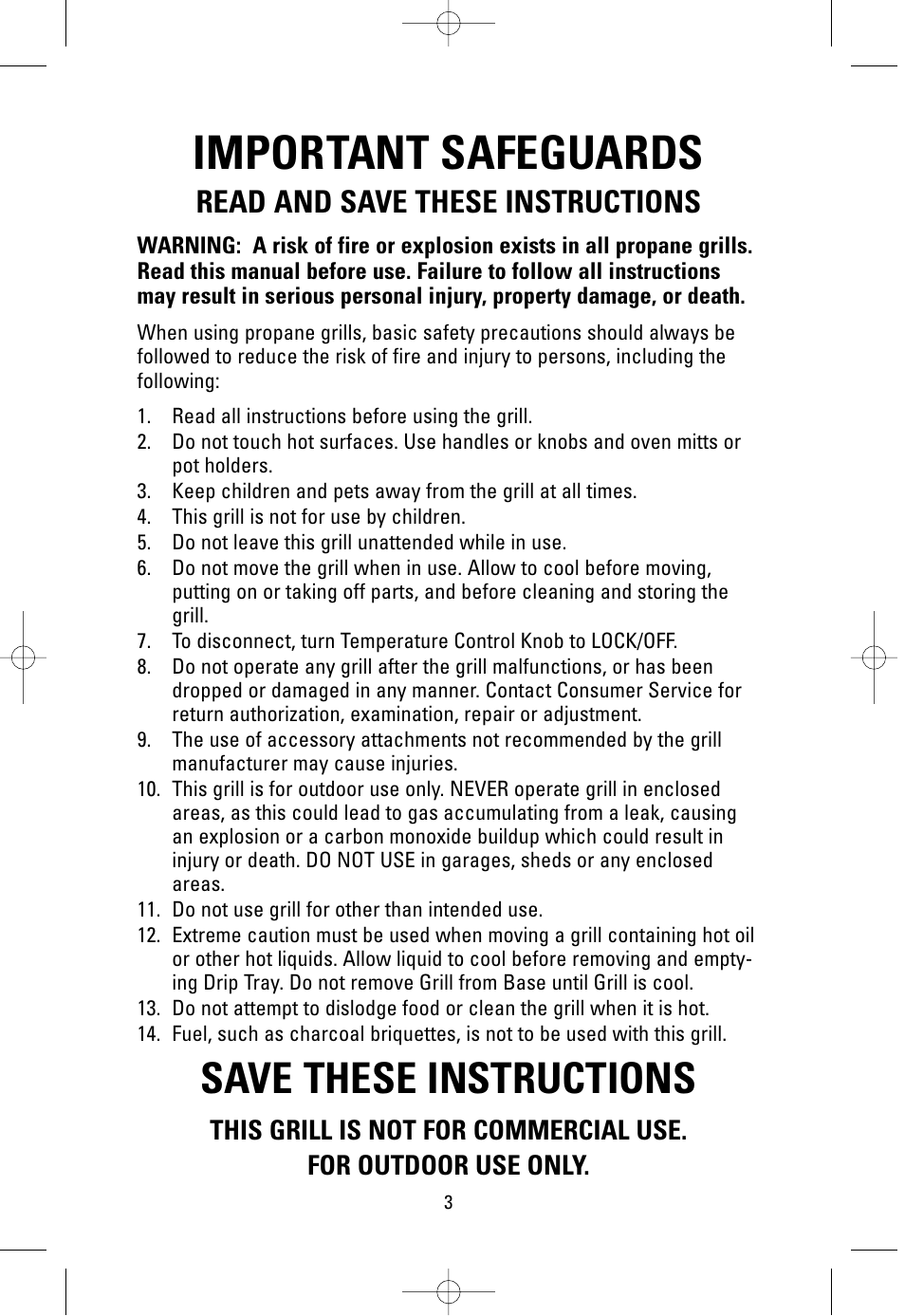 Important safeguards, Save these instructions, Read and save these instructions | Salton, Inc GP200RED User Manual | Page 3 / 24