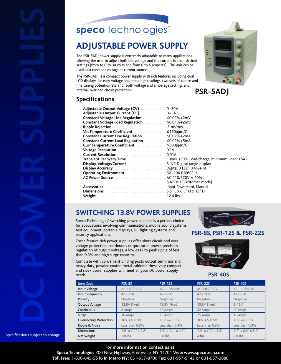 Speco Technologies PSR-22S User Manual | 1 page