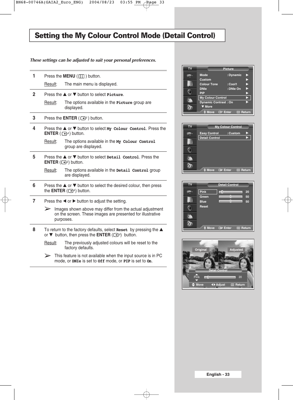 Samsung LW-46G15 W User Manual | Page 33 / 72