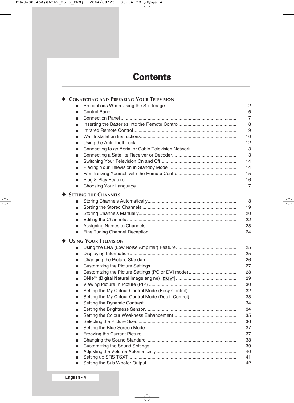 Samsung LW-46G15 W User Manual | Page 4 / 72