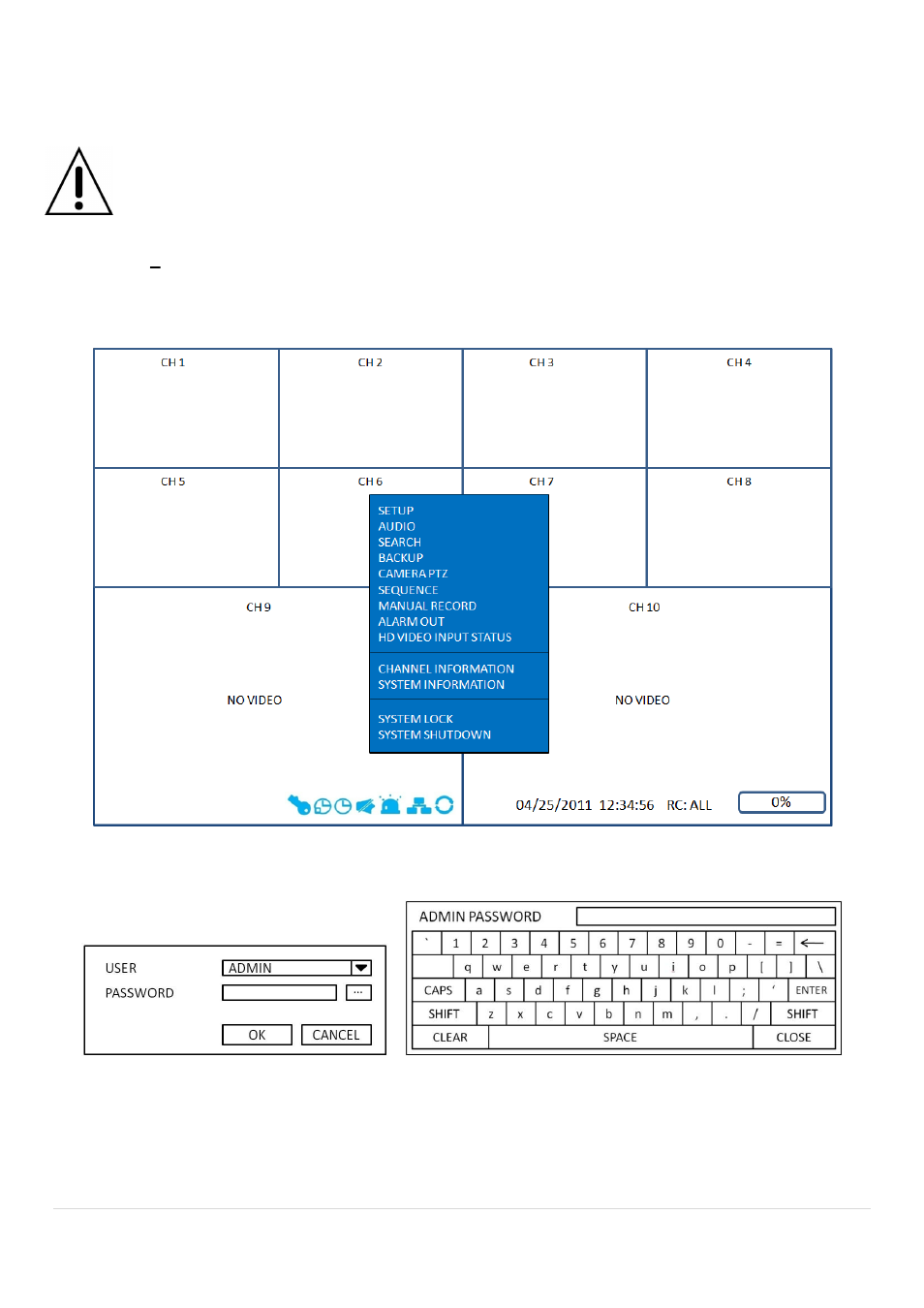 Setting up the dvr, 1. setup, Main live screen | Speco Technologies 2 Channel HDcctv + 8 Channel Full D1 Digital Video Recorder DVR82HD User Manual | Page 22 / 99