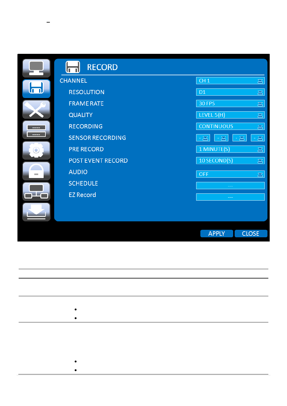 3. setup, Record | Speco Technologies 2 Channel HDcctv + 8 Channel Full D1 Digital Video Recorder DVR82HD User Manual | Page 25 / 99