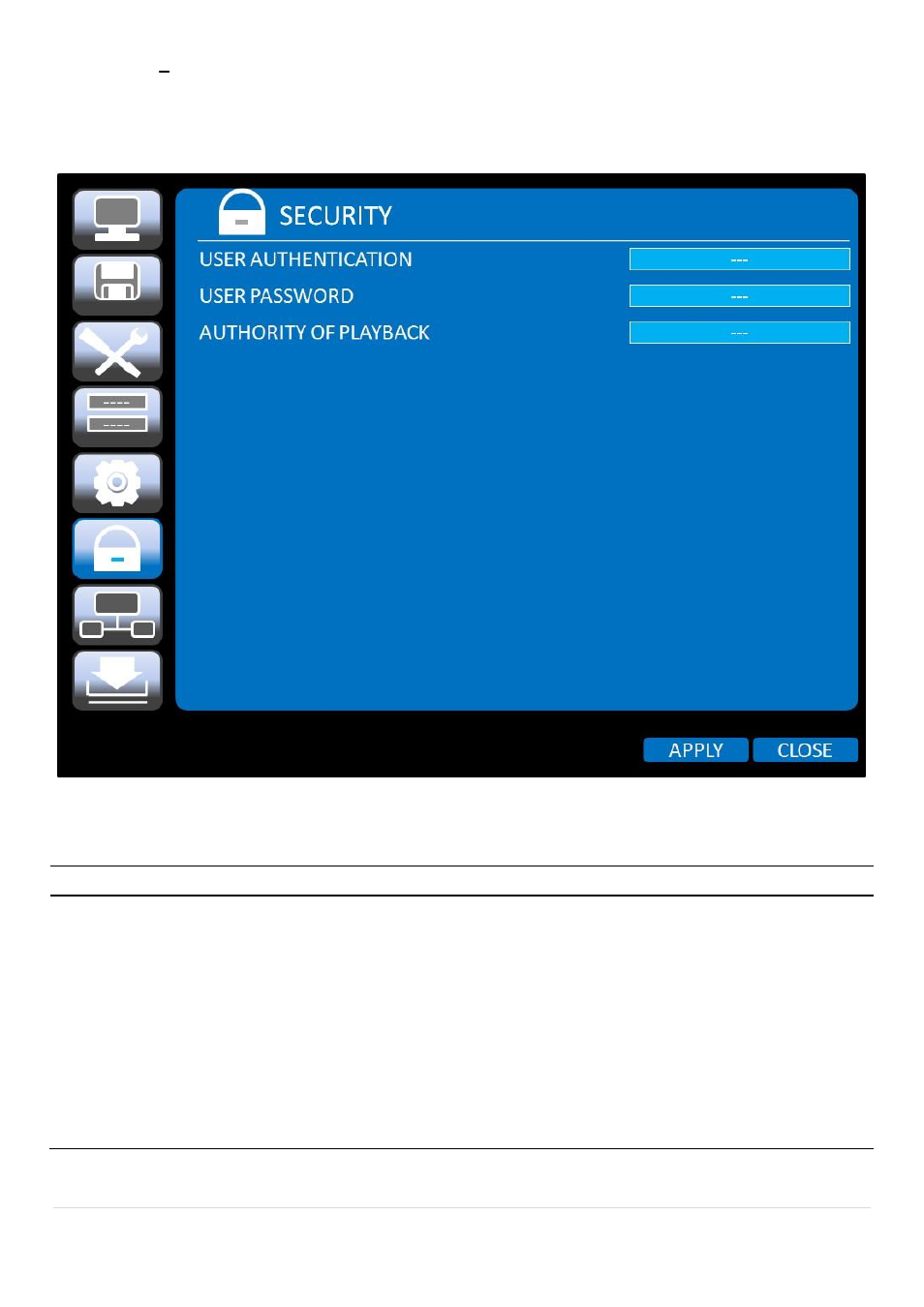 7. setup, Security | Speco Technologies 2 Channel HDcctv + 8 Channel Full D1 Digital Video Recorder DVR82HD User Manual | Page 38 / 99