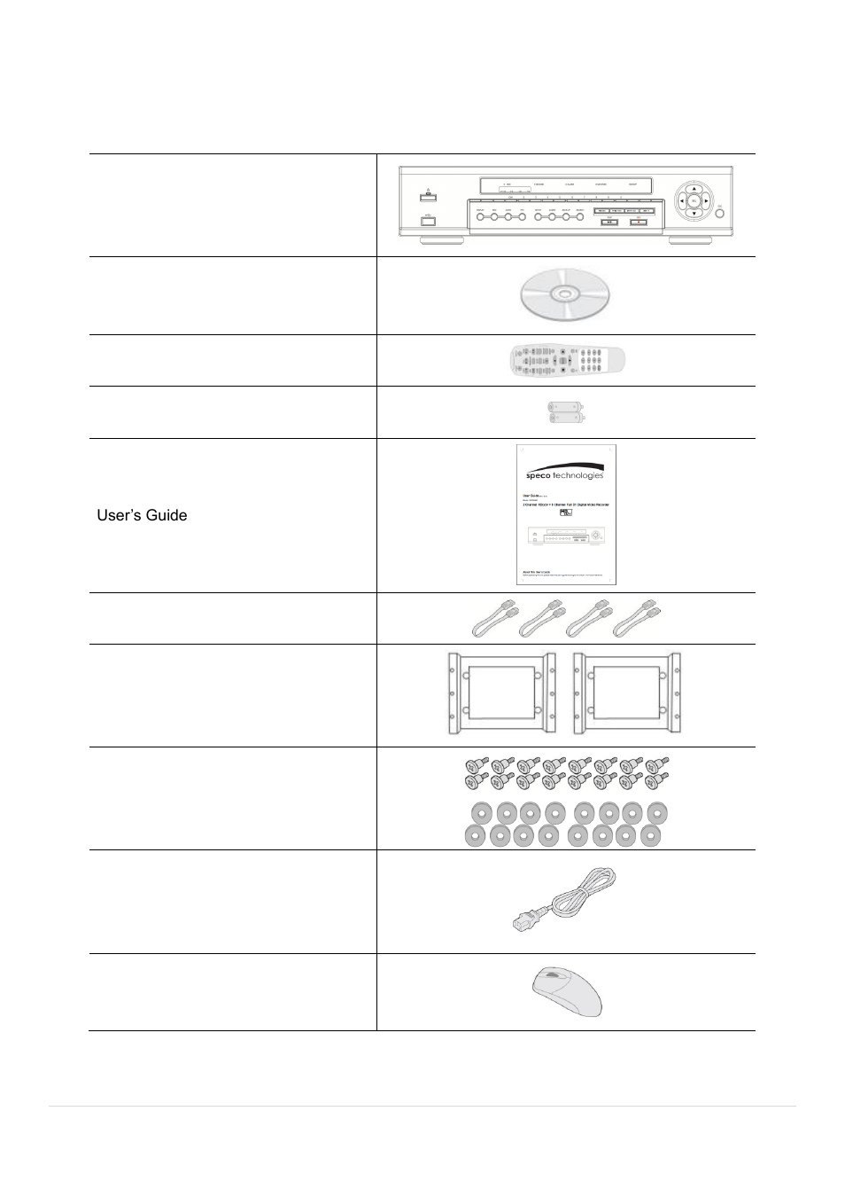 Product components | Speco Technologies 2 Channel HDcctv + 8 Channel Full D1 Digital Video Recorder DVR82HD User Manual | Page 4 / 99