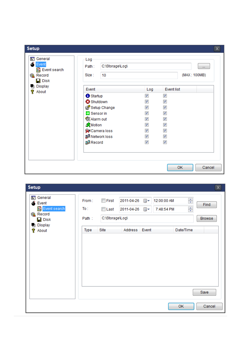 6-2. event | Speco Technologies 2 Channel HDcctv + 8 Channel Full D1 Digital Video Recorder DVR82HD User Manual | Page 67 / 99