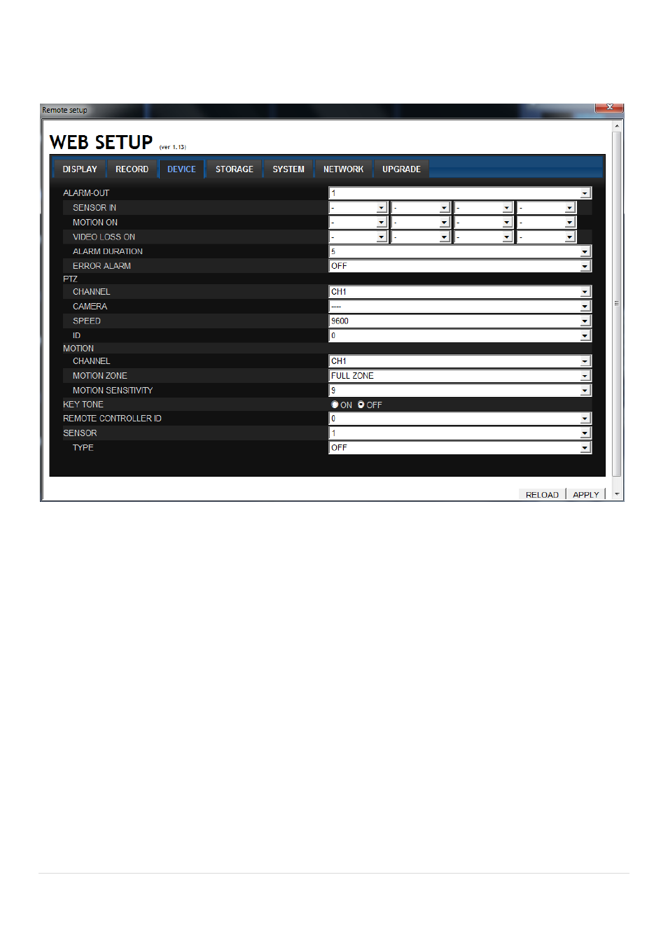 7-3. device | Speco Technologies 2 Channel HDcctv + 8 Channel Full D1 Digital Video Recorder DVR82HD User Manual | Page 73 / 99