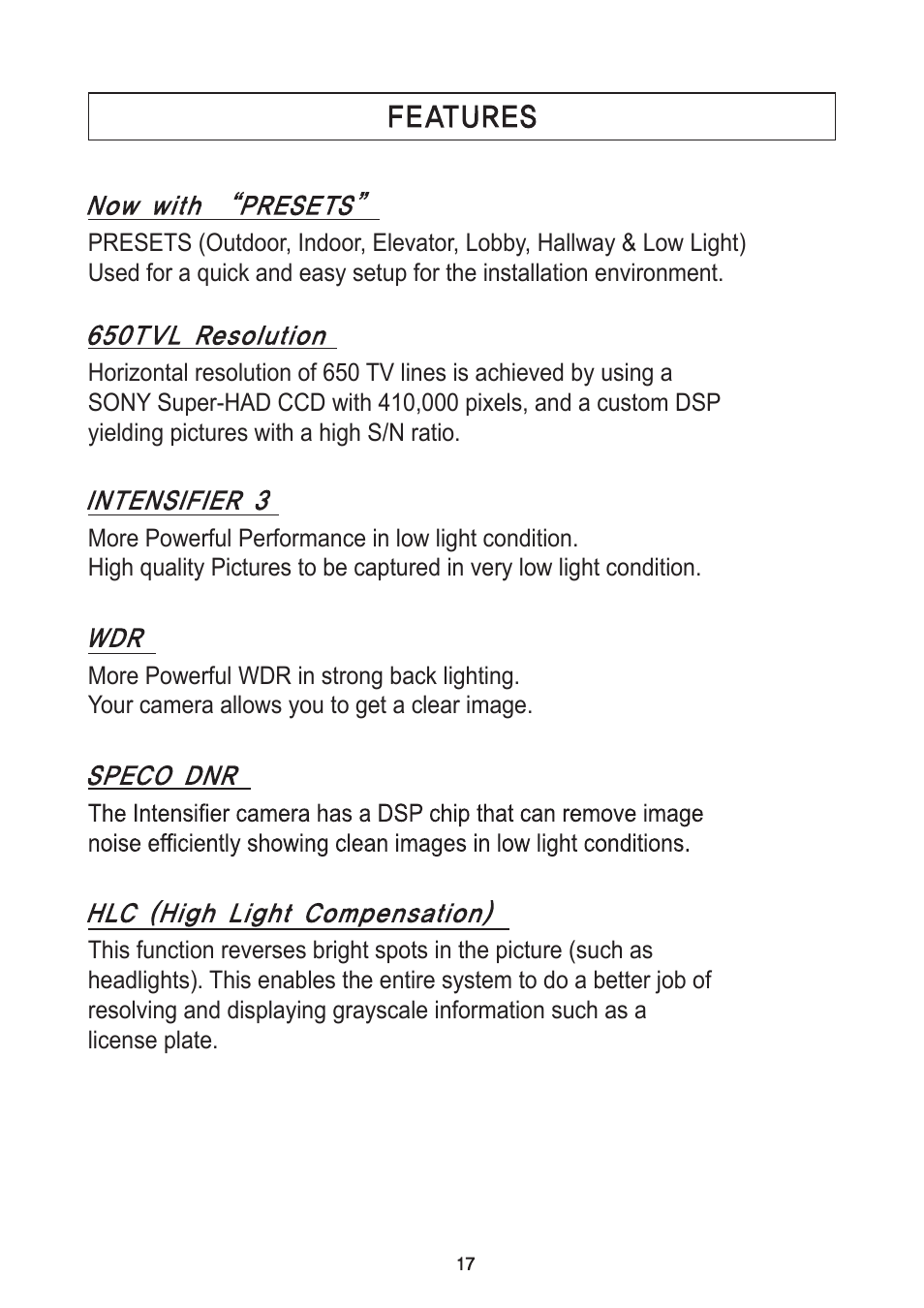 Speco Technologies Focus Free Weatherproof Color Dome Camera HTD8FFI/HTB11FFI/HT7248FFI User Manual | Page 18 / 36