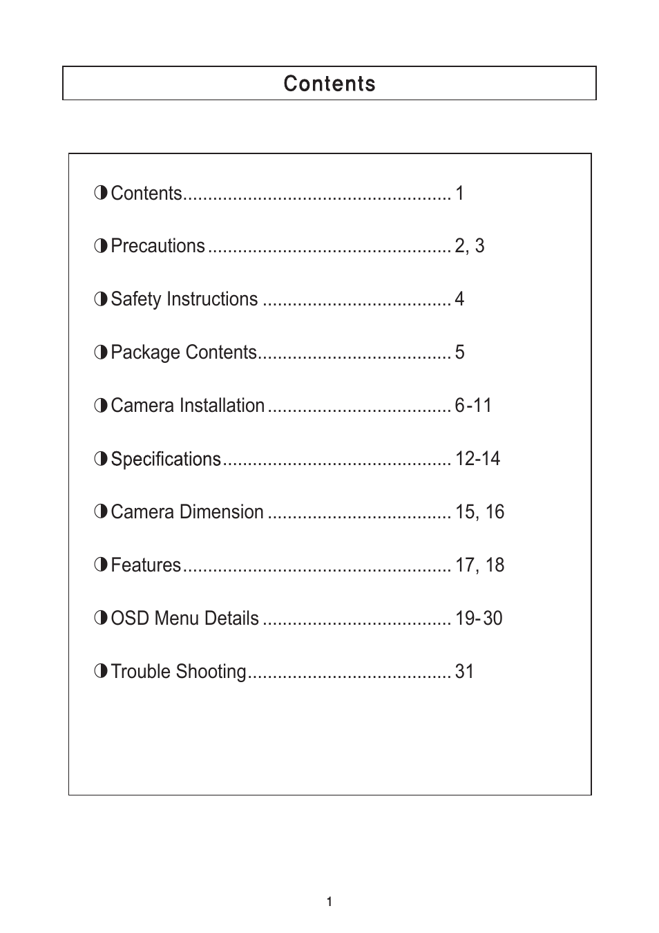 Speco Technologies Focus Free Weatherproof Color Dome Camera HTD8FFI/HTB11FFI/HT7248FFI User Manual | Page 2 / 36