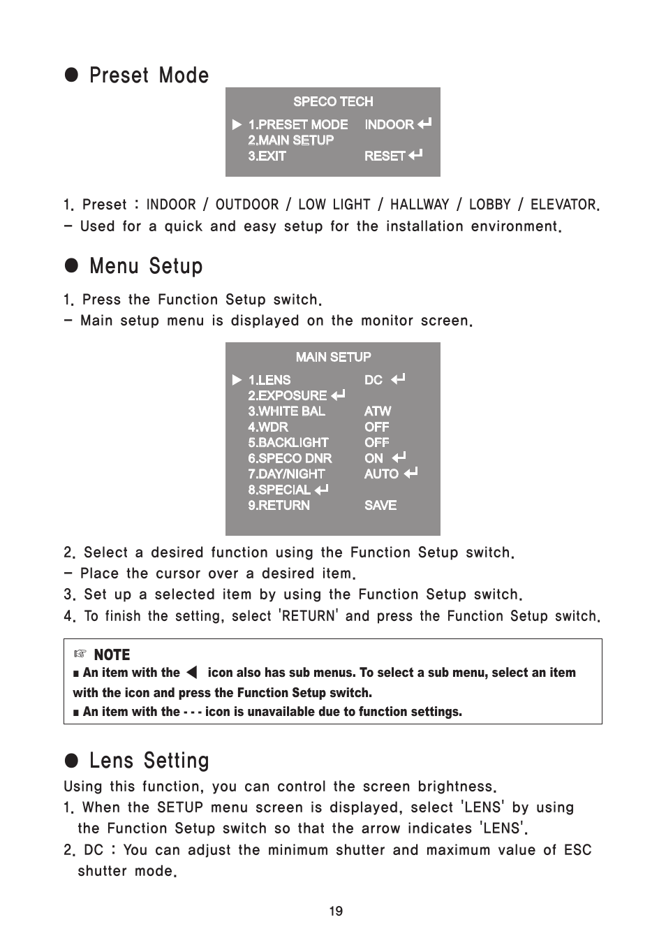 Speco Technologies Focus Free Weatherproof Color Dome Camera HTD8FFI/HTB11FFI/HT7248FFI User Manual | Page 20 / 36