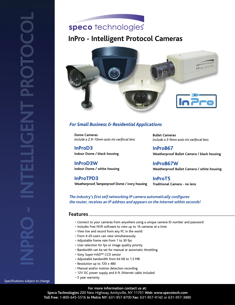 Speco Technologies InProD3W User Manual | 2 pages