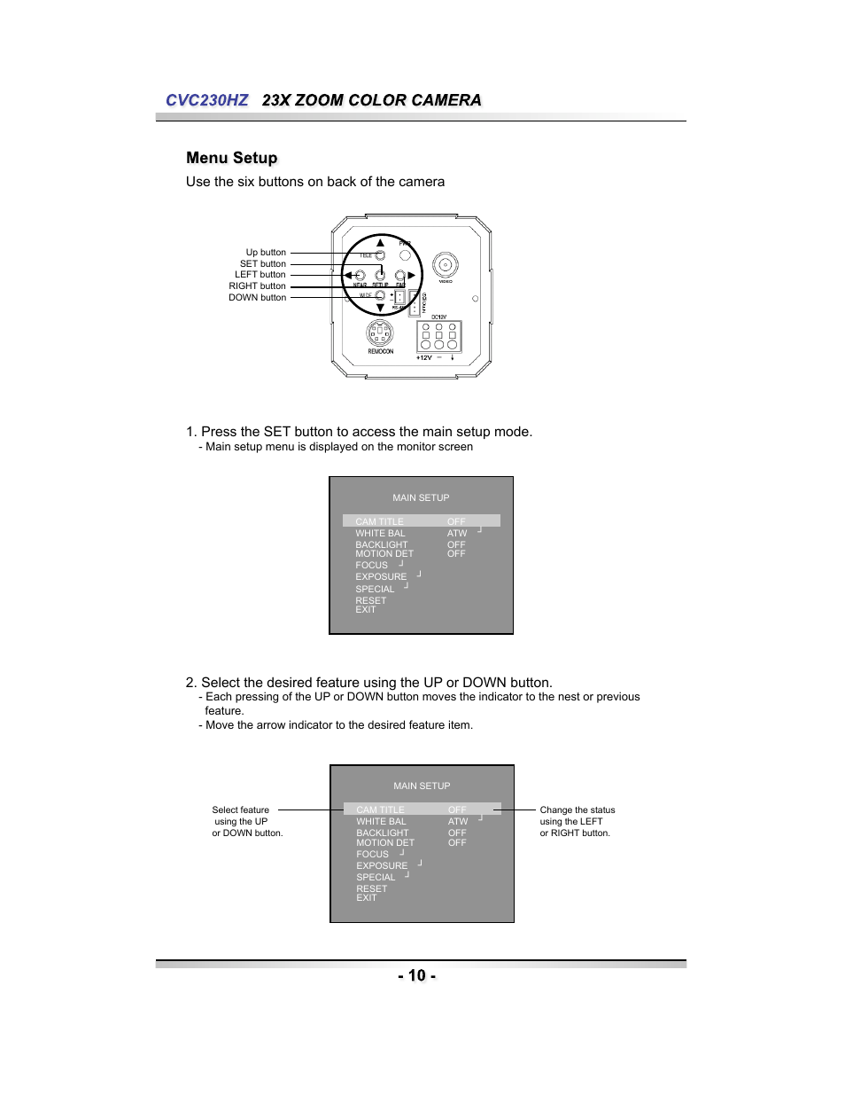 Speco Technologies CVC230HZ User Manual | Page 10 / 28