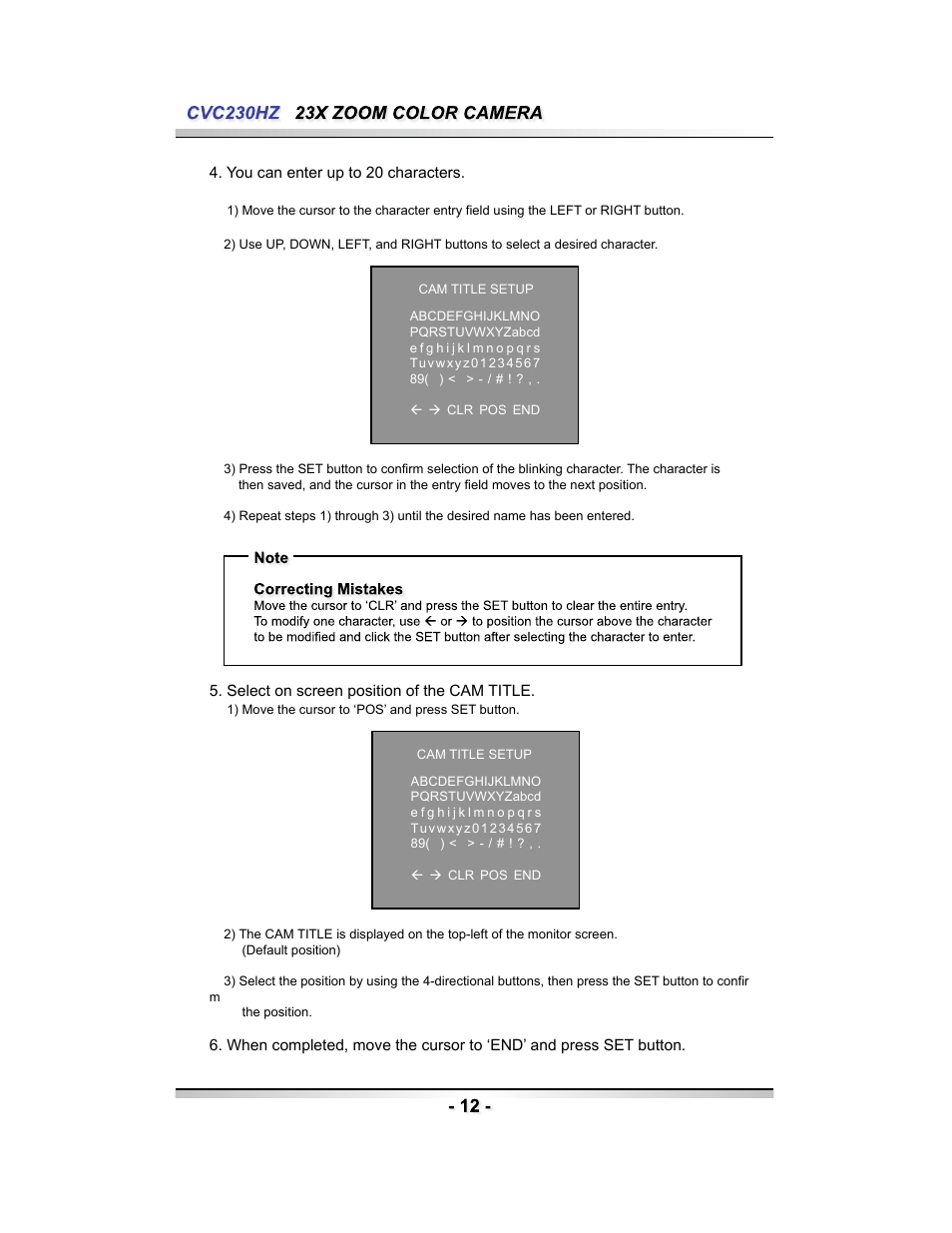 Speco Technologies CVC230HZ User Manual | Page 12 / 28