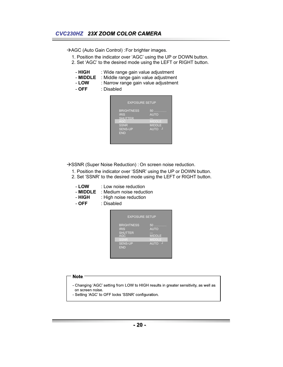 Speco Technologies CVC230HZ User Manual | Page 20 / 28