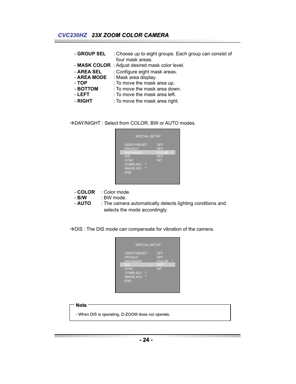 Speco Technologies CVC230HZ User Manual | Page 24 / 28