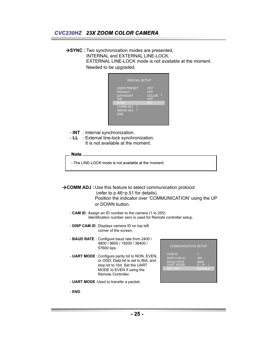 Speco Technologies CVC230HZ User Manual | Page 25 / 28