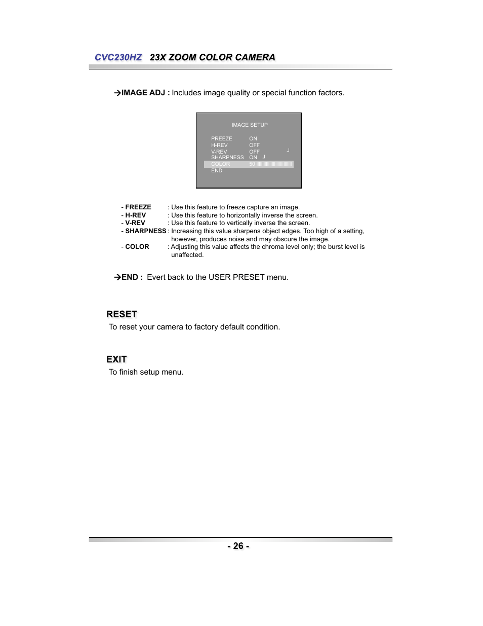 Speco Technologies CVC230HZ User Manual | Page 26 / 28