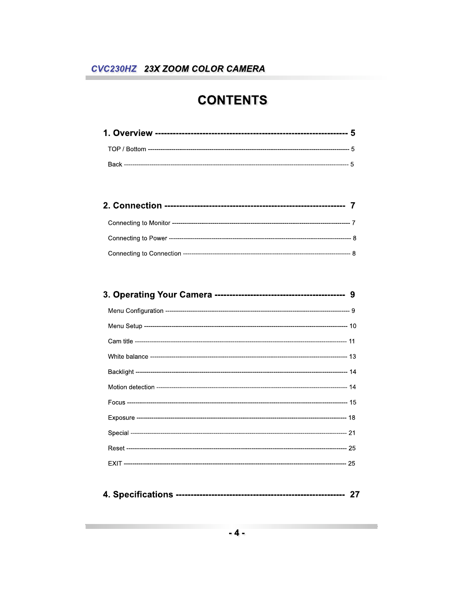 Speco Technologies CVC230HZ User Manual | Page 4 / 28