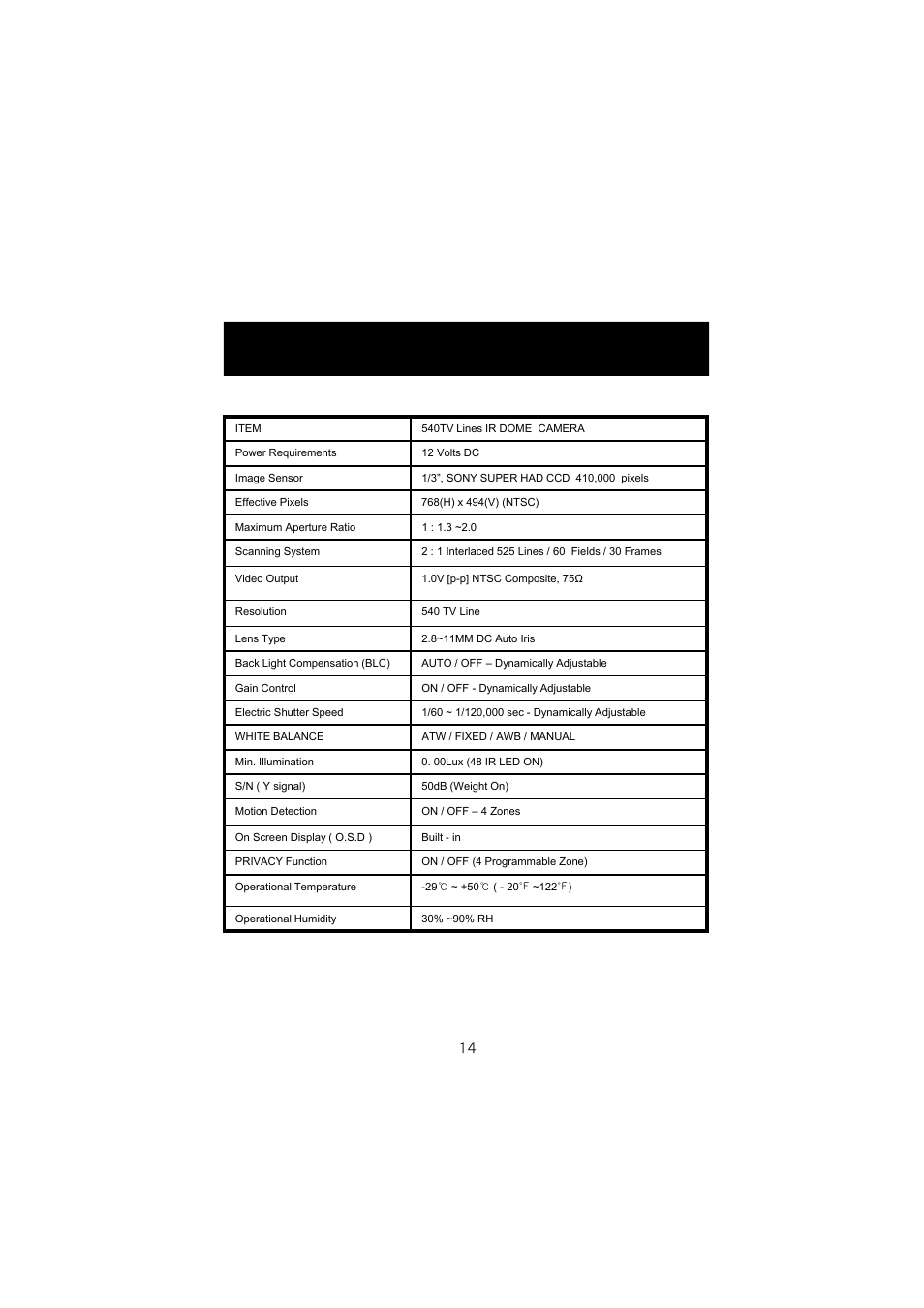 Specifications | Speco Technologies HTD8SCS User Manual | Page 16 / 20