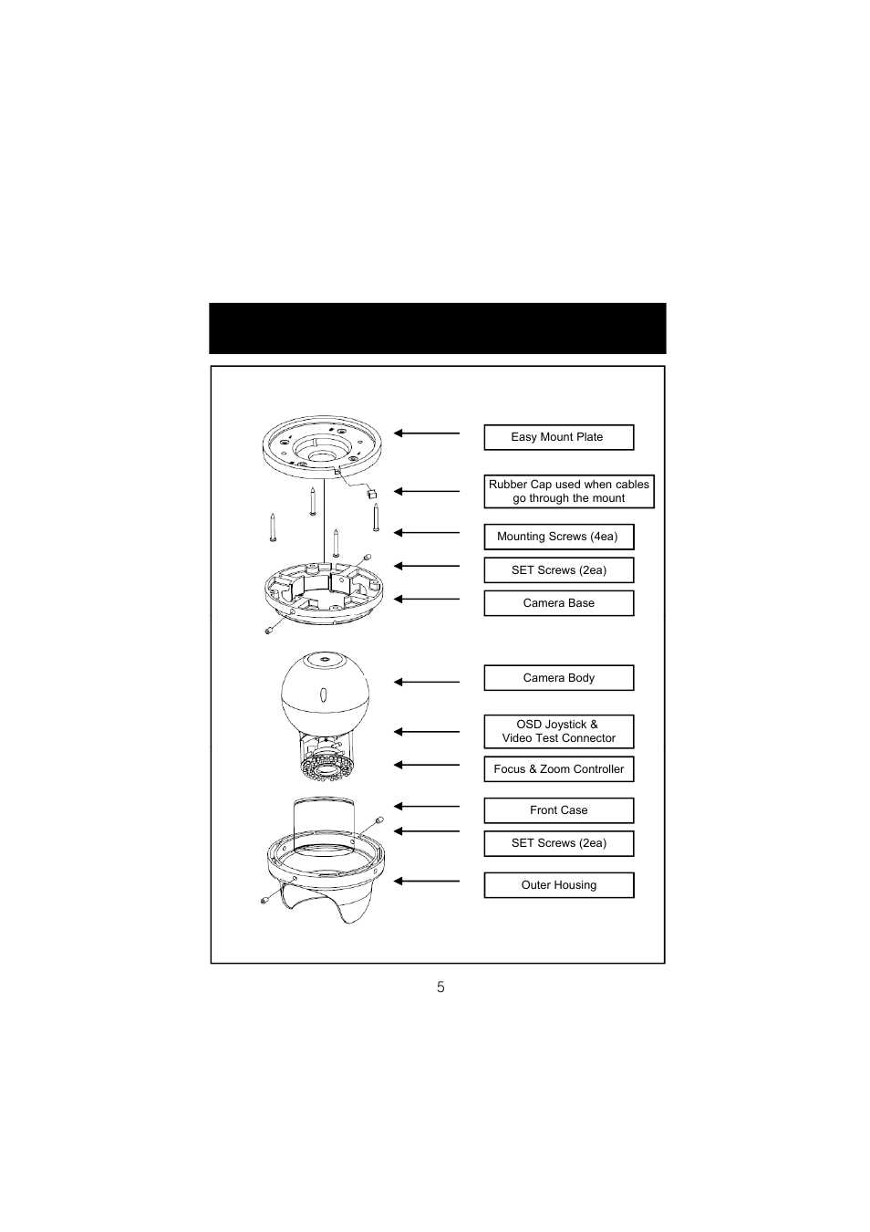 Camera installation, Assembly | Speco Technologies HTD8SCS User Manual | Page 7 / 20