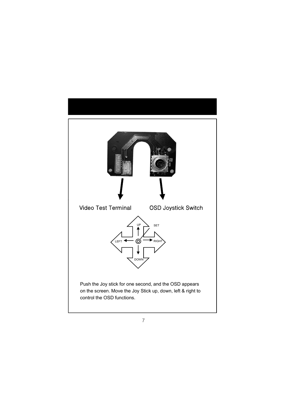 Internal components, Video test terminal, Osd joystick switch | Speco Technologies HTD8SCS User Manual | Page 9 / 20