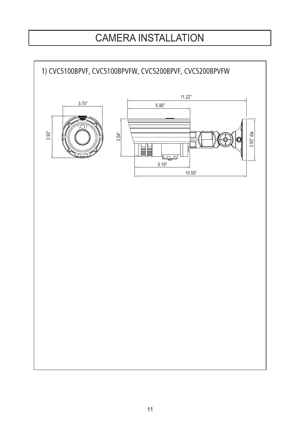 Camera installation | Speco Technologies PIR Sensor Camera CVC5200BPVFW User Manual | Page 12 / 32