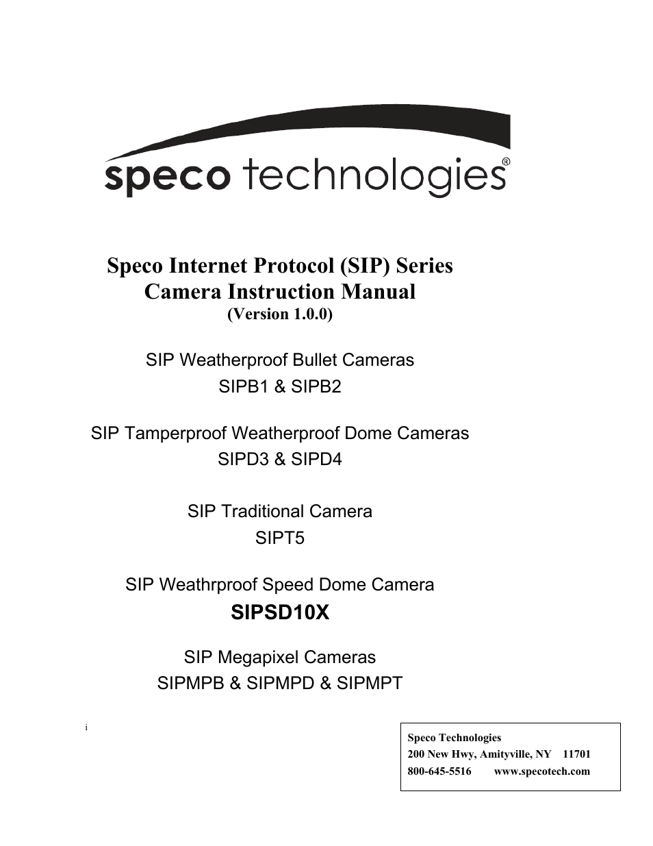 Speco Technologies SIPT5 User Manual | 104 pages