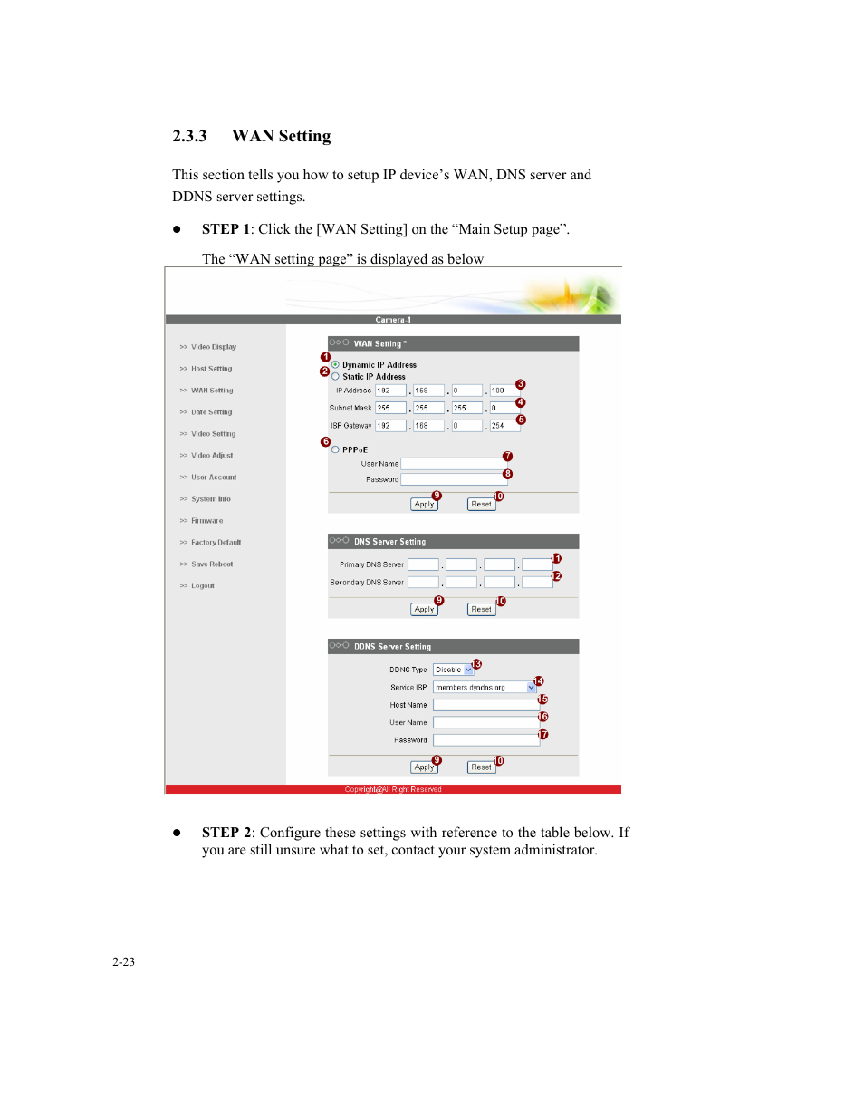 3 wan setting | Speco Technologies SIPT5 User Manual | Page 27 / 104