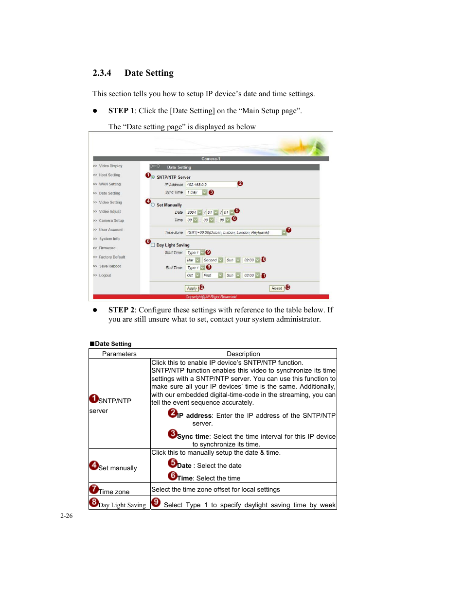 4 date setting | Speco Technologies SIPT5 User Manual | Page 30 / 104