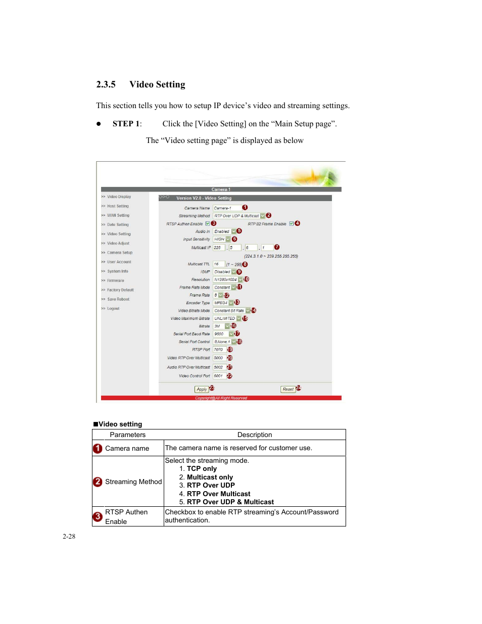 5 video setting | Speco Technologies SIPT5 User Manual | Page 32 / 104