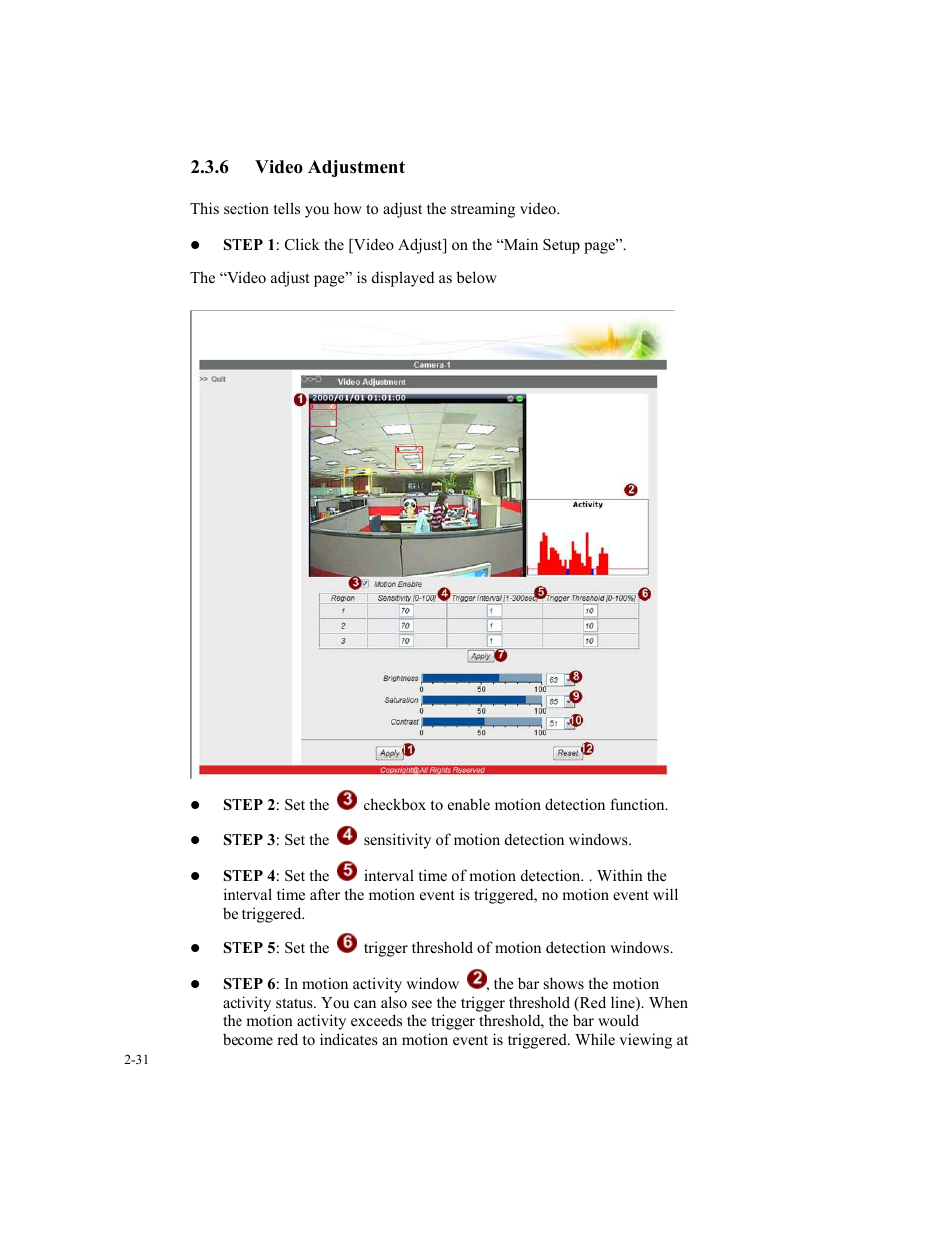 6 video adjustment | Speco Technologies SIPT5 User Manual | Page 35 / 104