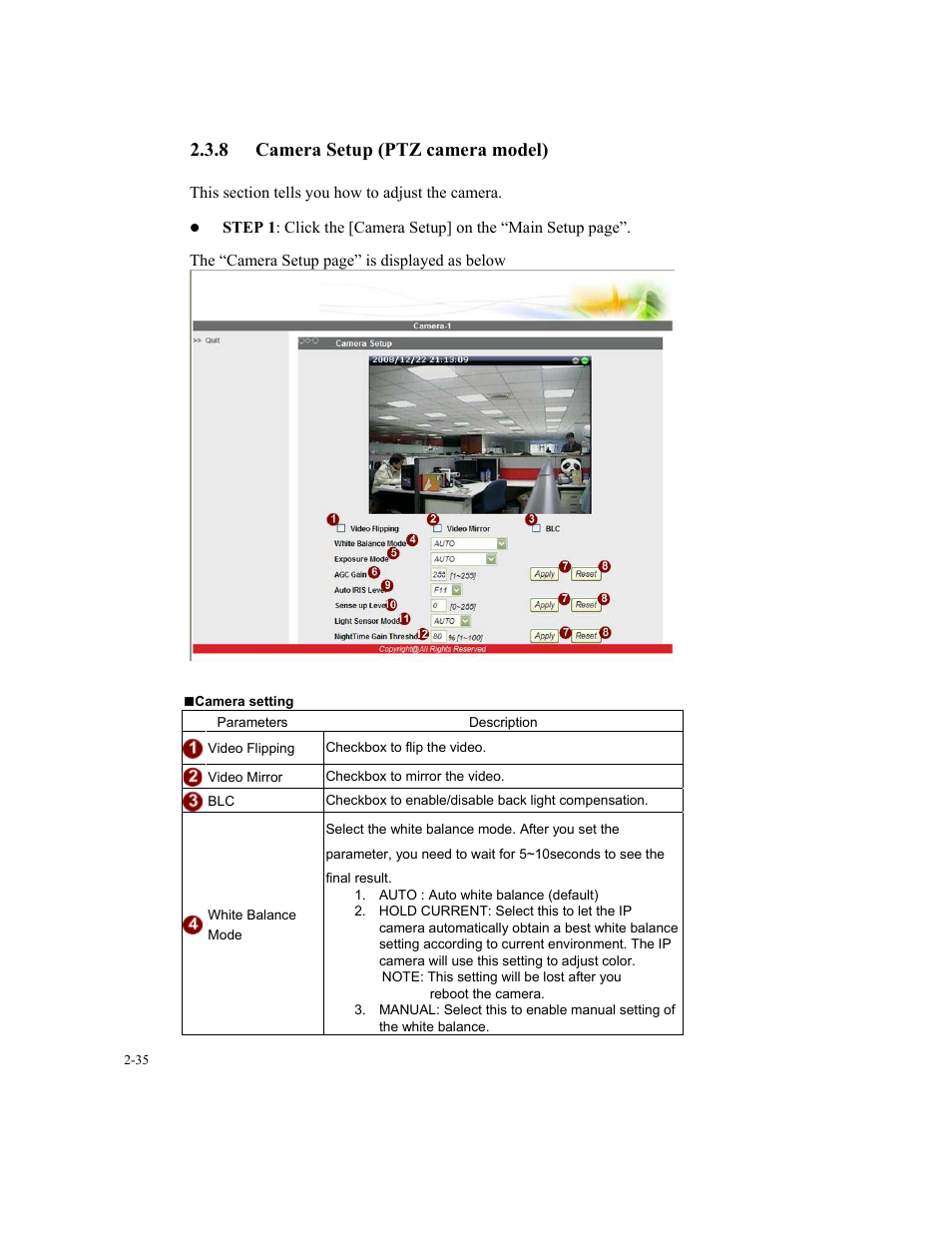 8 camera setup (ptz camera model) | Speco Technologies SIPT5 User Manual | Page 39 / 104