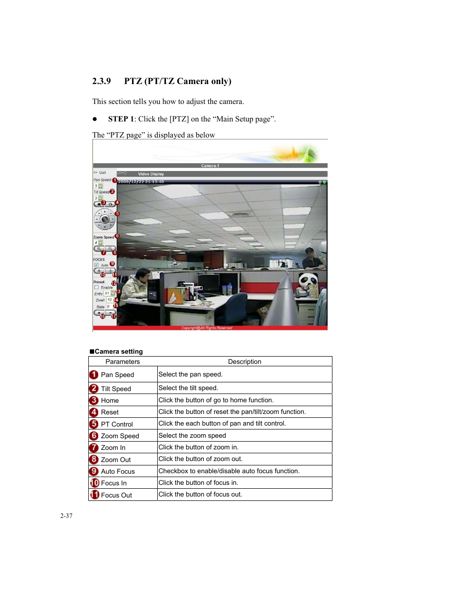 9 ptz (pt/tz camera only) | Speco Technologies SIPT5 User Manual | Page 41 / 104