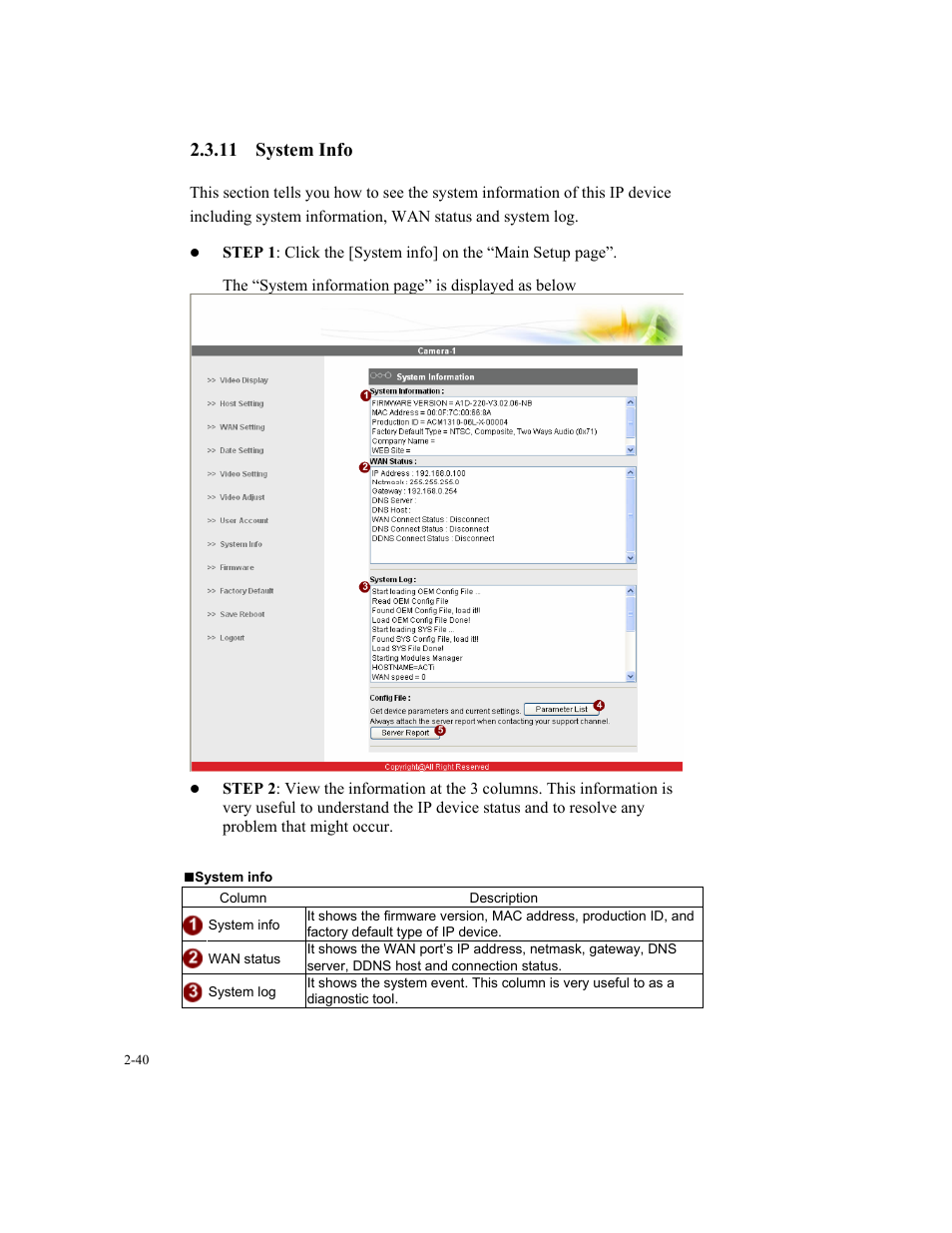 11 system info | Speco Technologies SIPT5 User Manual | Page 44 / 104