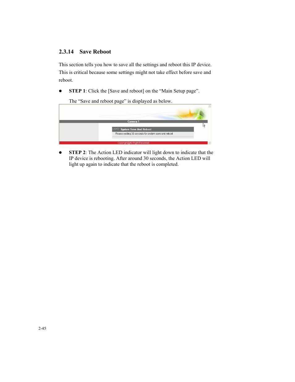 14 save reboot | Speco Technologies SIPT5 User Manual | Page 49 / 104