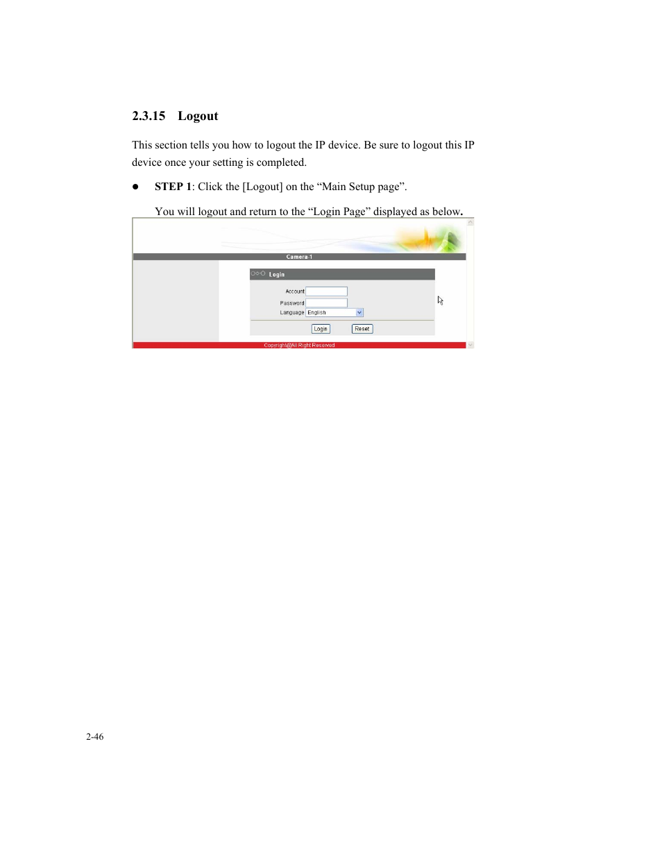 15 logout | Speco Technologies SIPT5 User Manual | Page 50 / 104