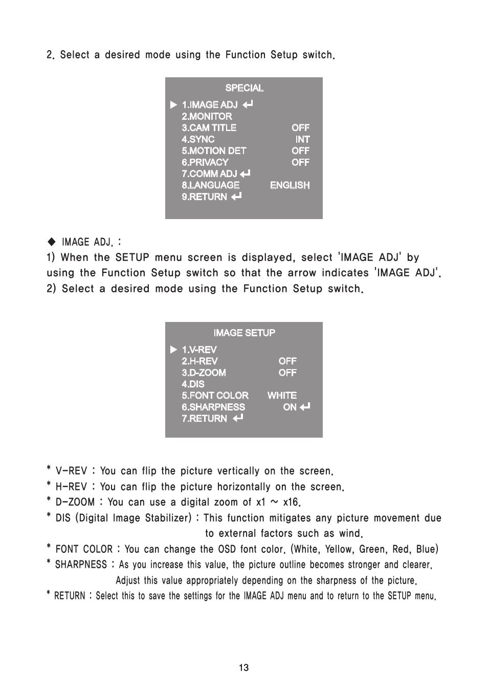 Speco Technologies 650 Line Intensifier3 Series Weatherproof Camera CVC6246IHR User Manual | Page 23 / 32
