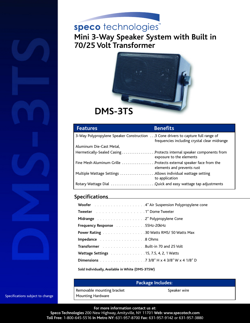 Speco Technologies CSi/SPECO DMS-3TS User Manual | 1 page