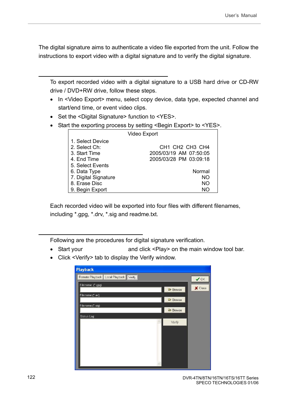 Appendix e: verifying digital signature | Speco Technologies DVR-16TT User Manual | Page 123 / 139