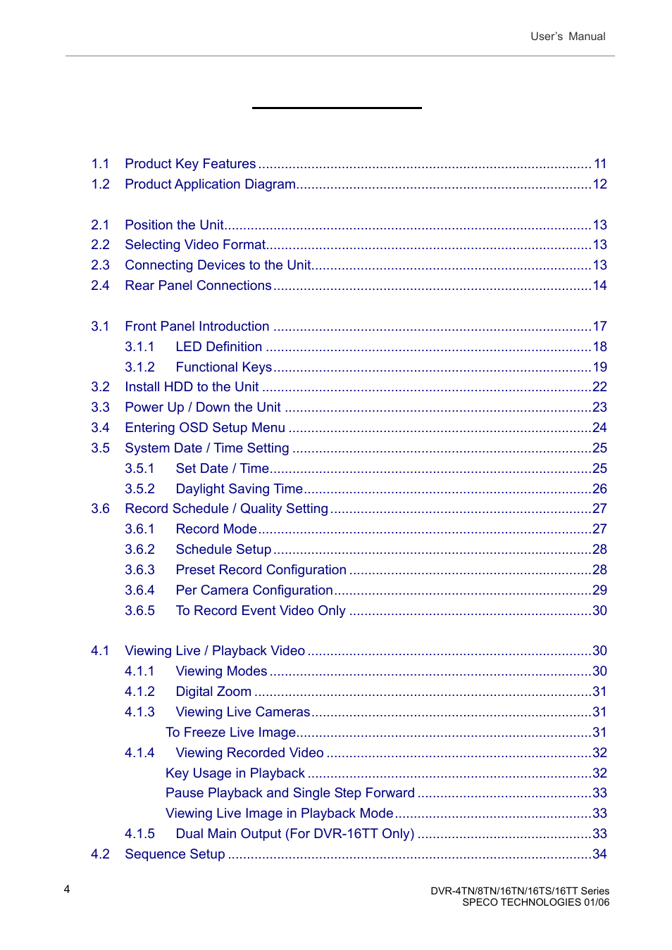 Speco Technologies DVR-16TT User Manual | Page 5 / 139