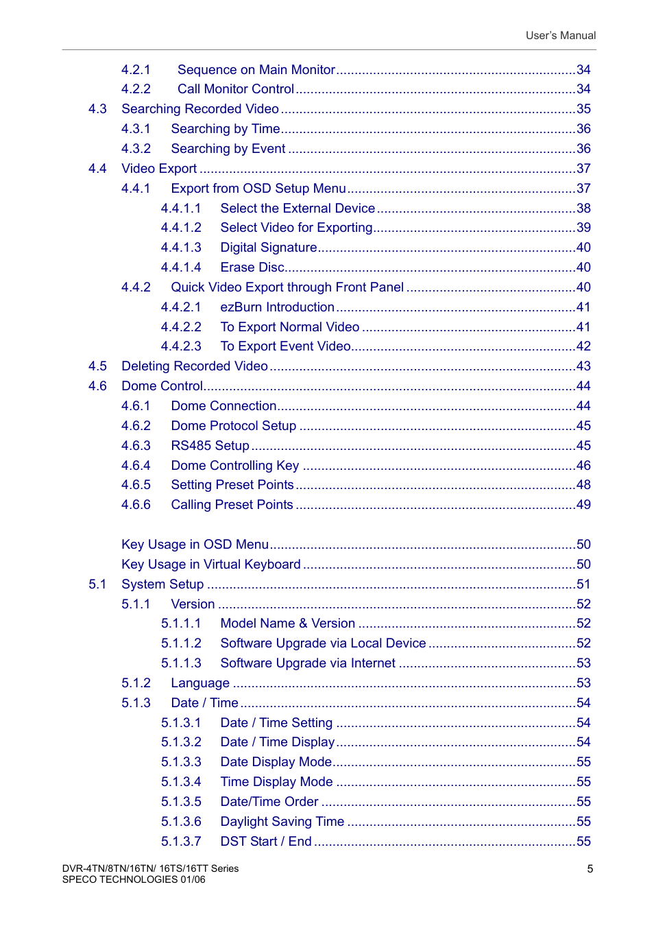 Speco Technologies DVR-16TT User Manual | Page 6 / 139