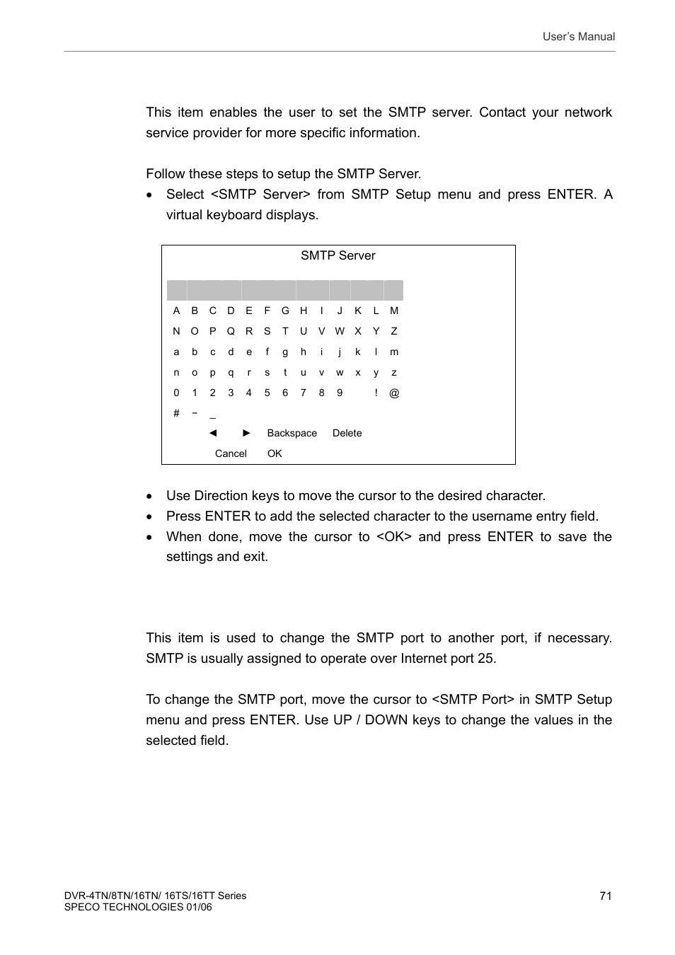 Smtp server, Smtp port | Speco Technologies DVR-16TT User Manual | Page 72 / 139