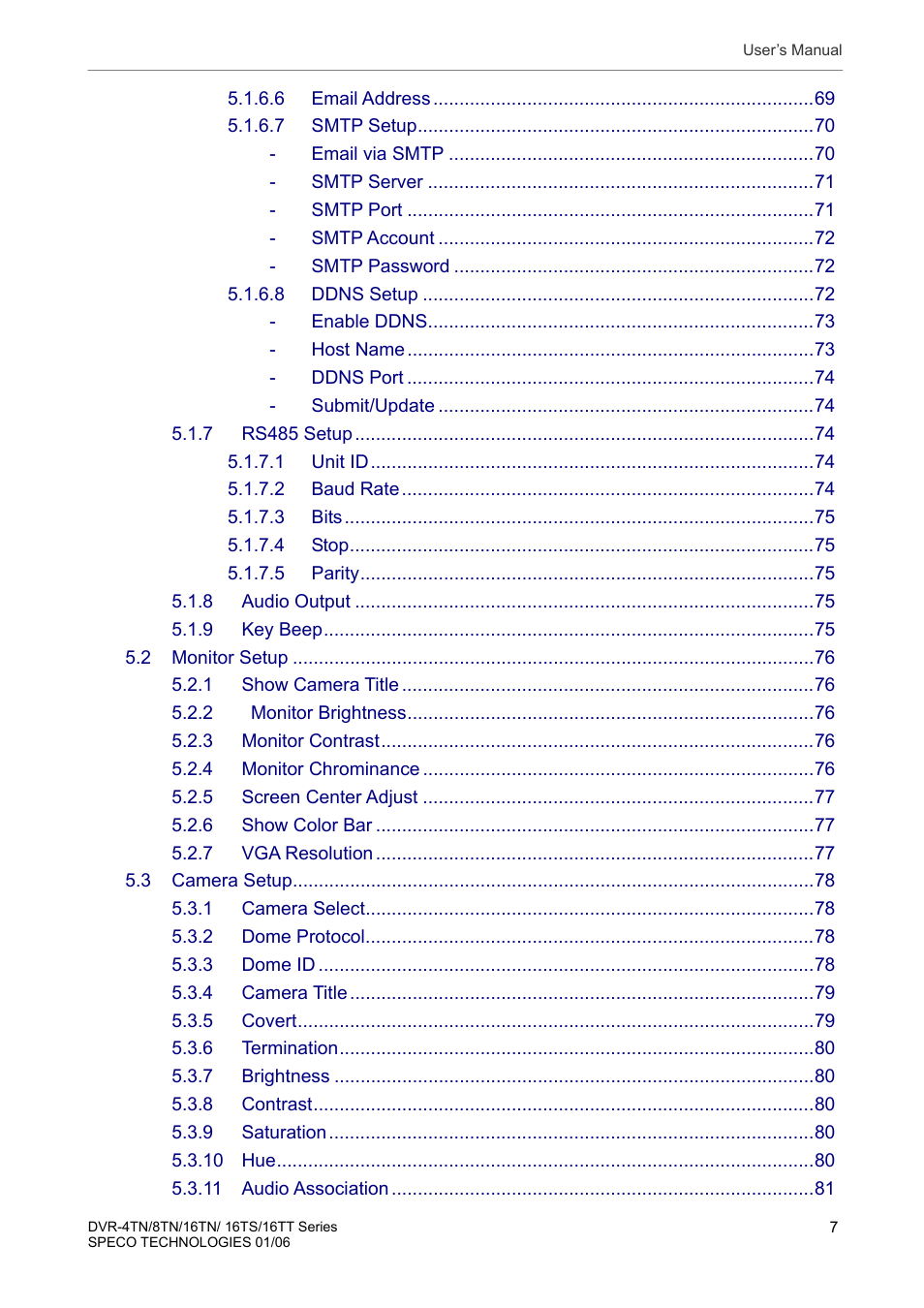 Speco Technologies DVR-16TT User Manual | Page 8 / 139