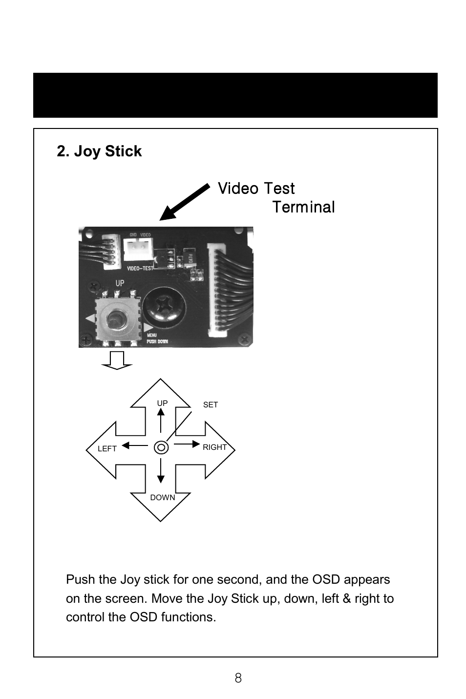 Joy stick video test terminal | Speco Technologies CVC-6246IHR User Manual | Page 10 / 41