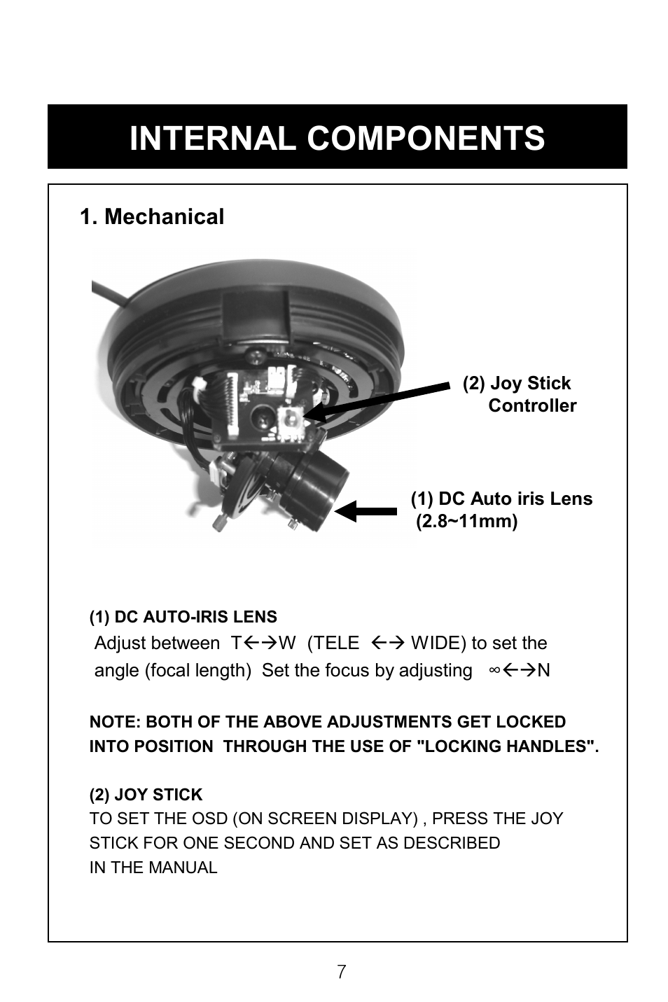 Internal components, Mechanical | Speco Technologies CVC-6246IHR User Manual | Page 9 / 41