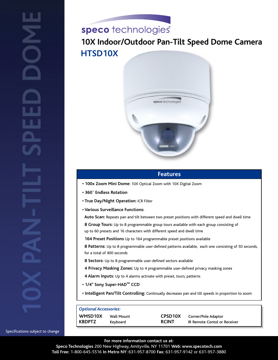 Speco Technologies HTSD10X User Manual | 2 pages