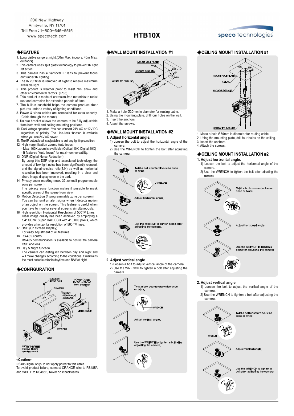 Speco Technologies HTB10X User Manual | 2 pages