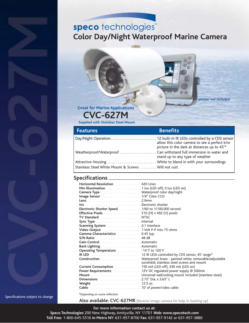 Speco Technologies CVC-627M User Manual | 1 page