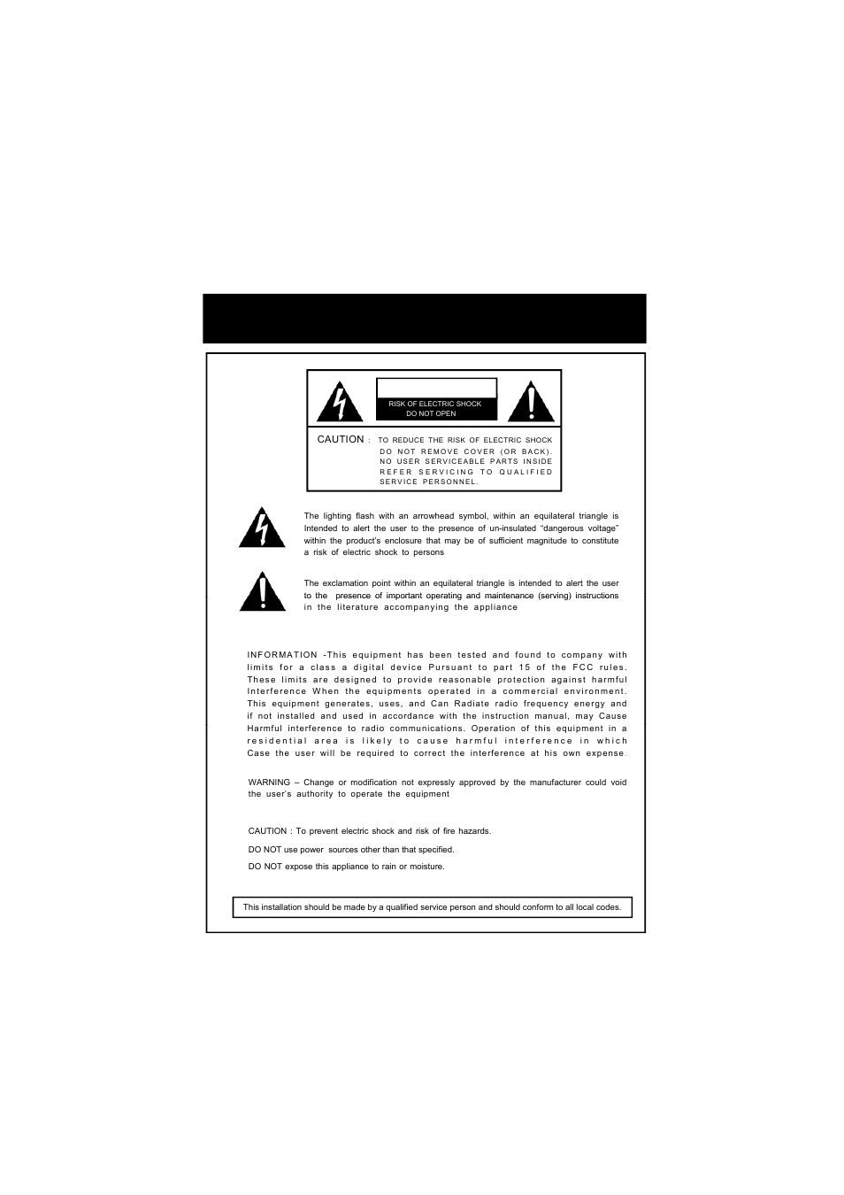 Warning & caution | Speco Technologies CVC6146SCS User Manual | Page 2 / 20